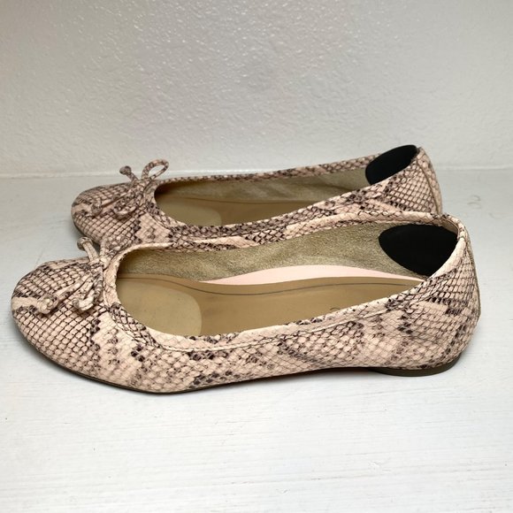 Vionic Jewel Callisto Bow Snakeskin Leather Ballet Flats Pink 6 - Picture 5 of 9